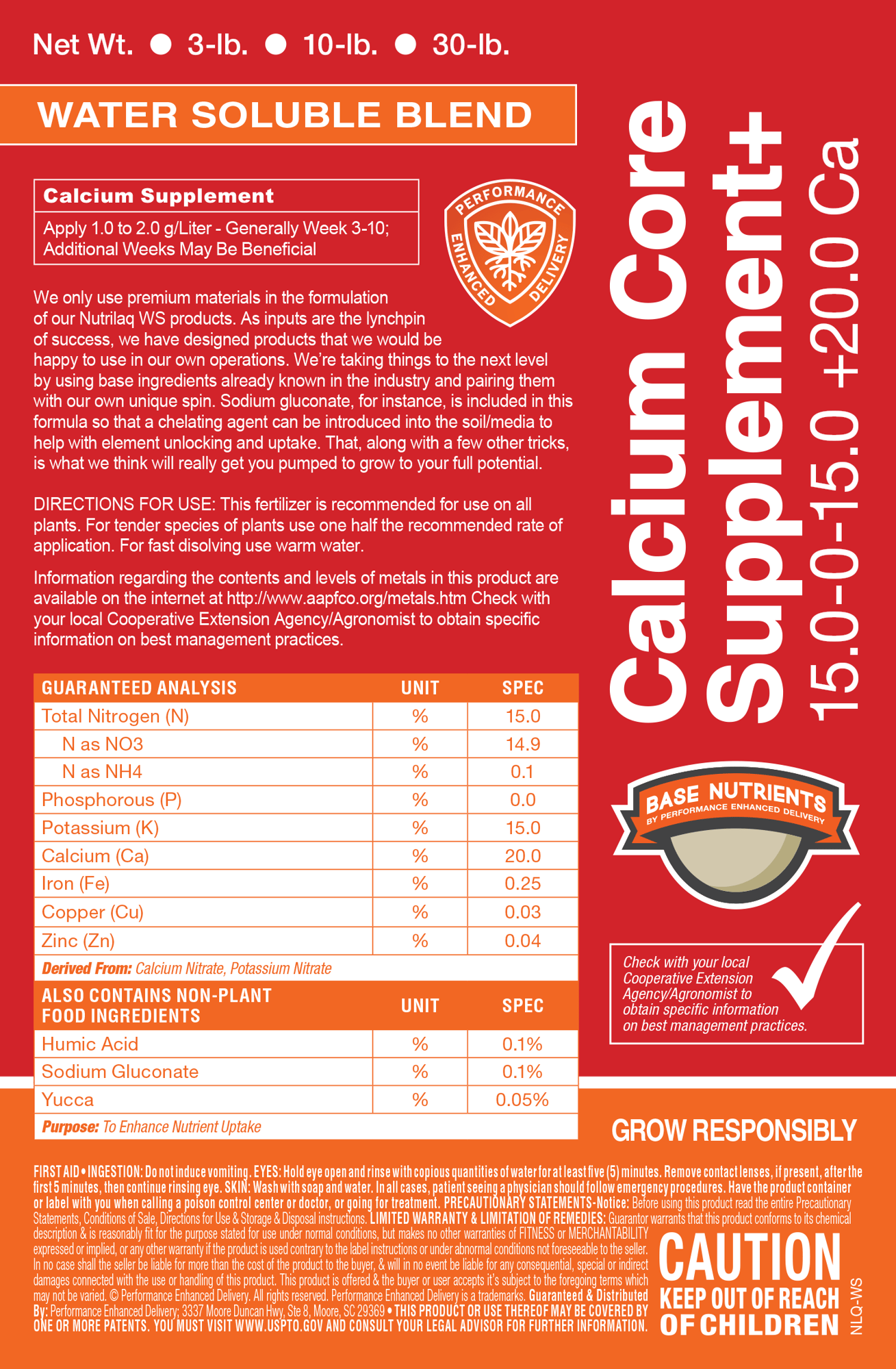 CalciumCoreSupplement 15-0-15+20Ca and TE